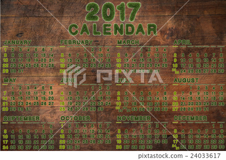 Calendar for 2017 on wood background,3d rendering 24033617