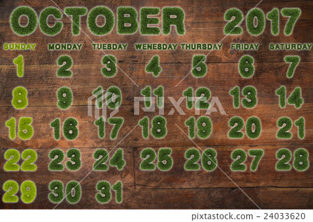 Calendar for October 2017 on wood background,3d re Calendar for October 2017 on wood background,3d re 24033620