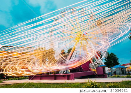 Motion Blurred Of High Speed Rotating Attraction Motion Blurred Of High Speed Rotating Attraction 24034981