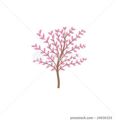 The thin trunk of the tree with leaves vector logo The thin trunk of the tree with leaves vector logo 24036103