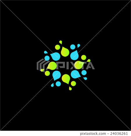 Isolated abstract blue and green flower vector Isolated abstract blue and green flower vector 24036261