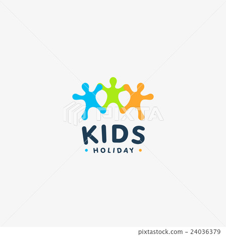 Isolated colorful kids silhouette vector logo - Stock Illustration ...