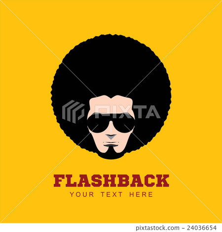 Retro man in 1970s hairstyle. Frizzy, 70's. Retro man in 1970s hairstyle. Frizzy, 70's. 24036654