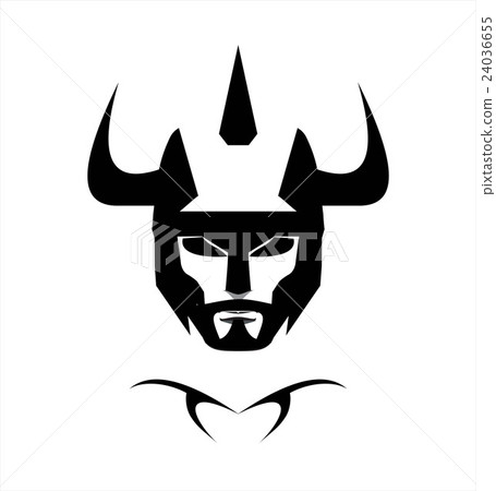Warrior Head, black horned warrior. 24036655