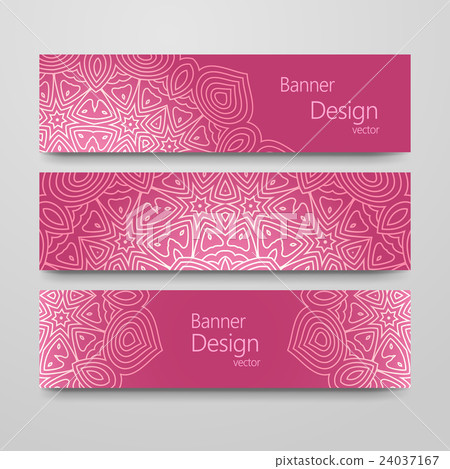 Set of vintage banners with ethnic background Set of vintage banners with ethnic background 24037167