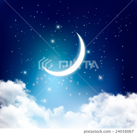 Night sky background with with crescent moon - Stock Illustration ...