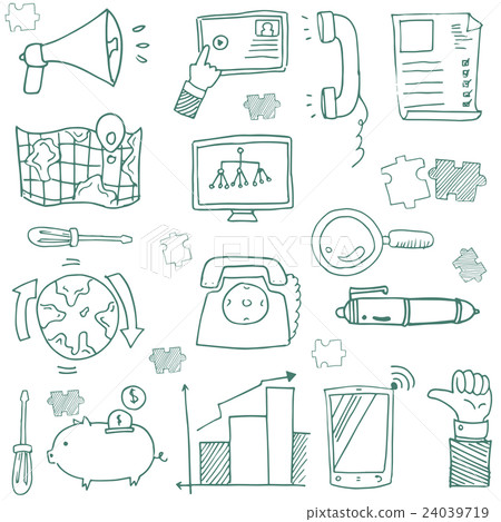 Doodle of hand draw business icon set - Stock Illustration [24039719 ...