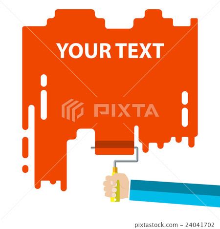 Mens hand holds a paint roller 24041702