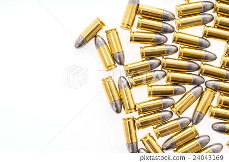 9mm bullet for gun on white background 24043169