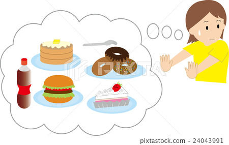 A woman on a diet holding down a sweet one 24043991