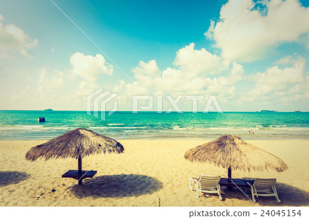 Umbrella and chair on the beach 24045154