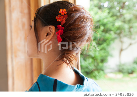 The back of a woman in a yukata robe The back of a woman in a yukata robe 24053826