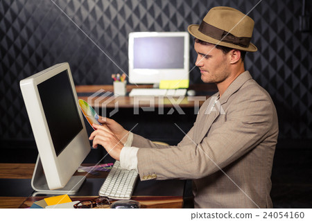 Creative businessman using colour sample 24054160