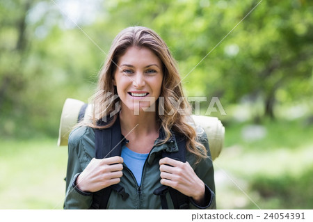 Portrait of beautiful woman with backpack Portrait of beautiful woman with backpack 24054391