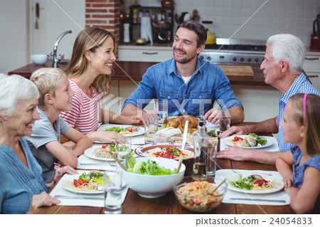 Happy multi generation family with grandparents  Happy multi generation family with grandparents  24054833