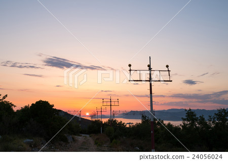 landing lights of Dubrovnik airport landing lights of Dubrovnik airport 24056024