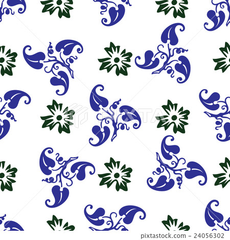 Seamless pattern with ornamental flowers. 24056302