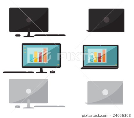 Set of flat design computer and laptop Set of flat design computer and laptop 24056308