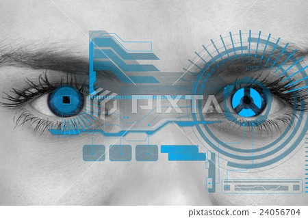 Eyes scanning a futuristic interface 24056704