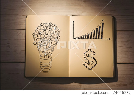 Composite image of financial doodles on notebook Composite image of financial doodles on notebook 24056772
