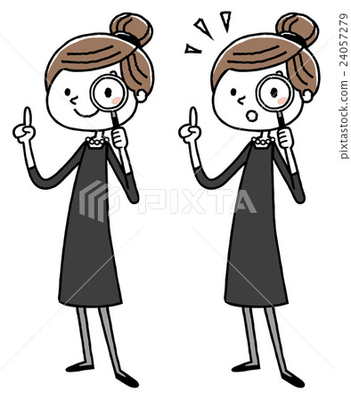 Woman in mourning: magnifying glass 24057279
