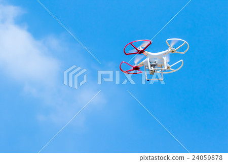 Drone unmanned aerial vehicle radio pilot aircraft Quad Cotter sky blue sky character space 24059878