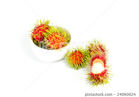 Fresh rambutan sweet fruit on white background Fresh rambutan sweet fruit on white background 24060024