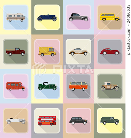 old retro transport flat icons vector illustration old retro transport flat icons vector illustration 24060635