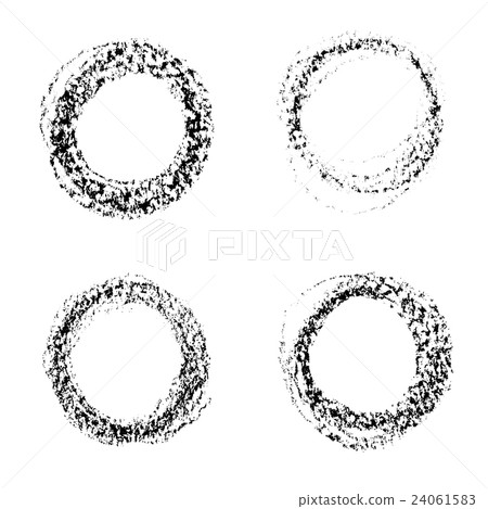 Set of vector round grunge frames. Hand drawn - Stock Illustration ...