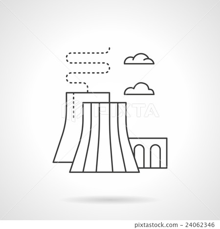 Thermal power station flat line vector icon 24062346