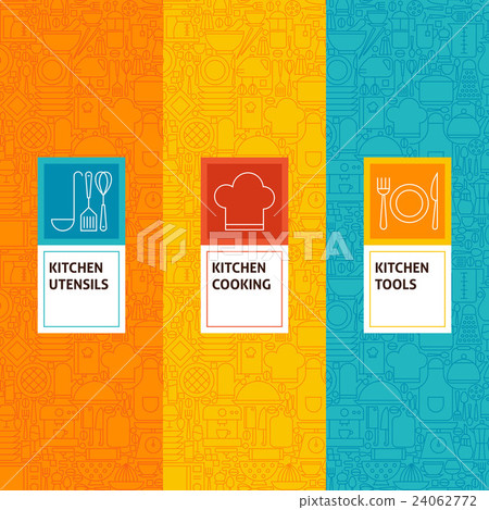Line Kitchen Cooking Patterns Set Line Kitchen Cooking Patterns Set 24062772