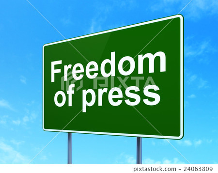 圖庫插圖: politics concept: freedom of press on road sign