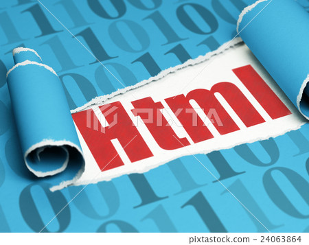 Database concept: red text Html under the piece of 24063864