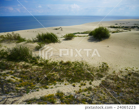 panoramic view of sand dune and sea panoramic view of sand dune and sea 24065223