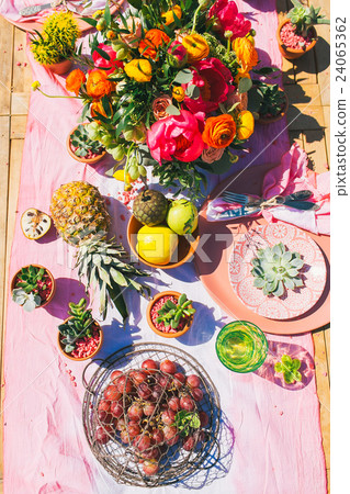 Decorated wedding table at the seashore. Decorated wedding table at the seashore. 24065362