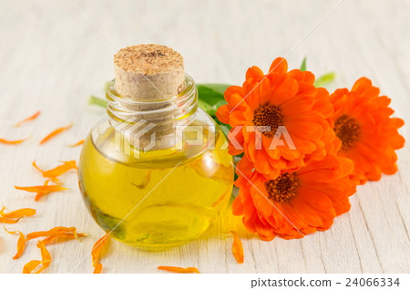 marigold oil with a fresh flower bouquet 24066334