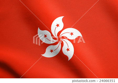 插图素材: flag of hong kong waving with fabric texture