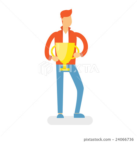 Man Hold Golden Cup Business Winner Success Man Hold Golden Cup Business Winner Success 24066736