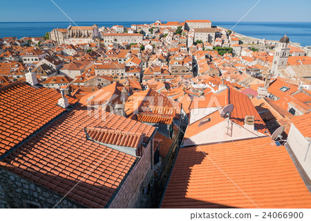 Red tiled roofs of the old town in Dubrovnik Red tiled roofs of the old town in Dubrovnik 24066900