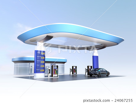 Image of the service station provided for the quick charger for electric vehicles. original design. 24067255