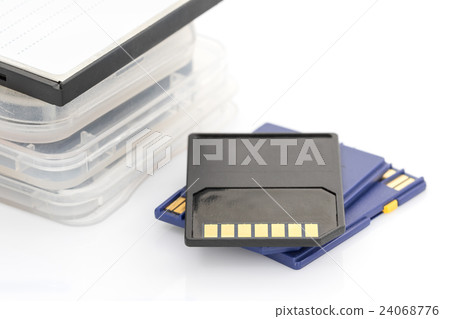 SD memory card and case on white background 24068776