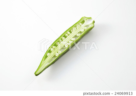 秋葵垂直切成兩半 秋葵垂直切成兩半 24069913