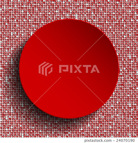 Red circle button on red sequin background. Red circle button on red sequin background. 24070190