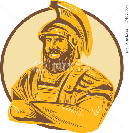 King Agamemnon Arms Crossed Circle Drawing - Stock Illustration ...