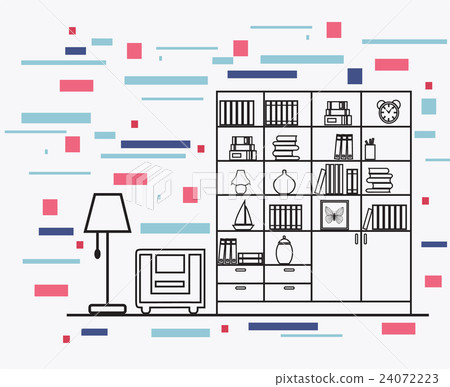 linear flat interior design illustration linear flat interior design illustration 24072223
