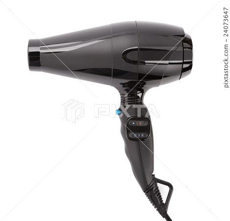black hairdryer on a white 24073647
