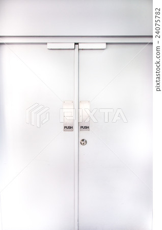 two flush doors with metallic push sign two flush doors with metallic push sign 24075782