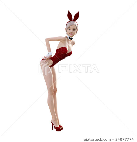 可愛的兔女郎perming3DCG插圖素材 24077774