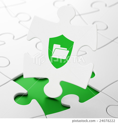 Finance concept: Folder With Shield on puzzle Finance concept: Folder With Shield on puzzle 24078222