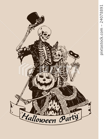 Vintage skeletons pumpkin halloween poster Vintage skeletons pumpkin halloween poster 24078891